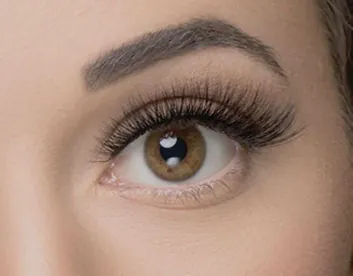 Lifted lashes and a shaped brow